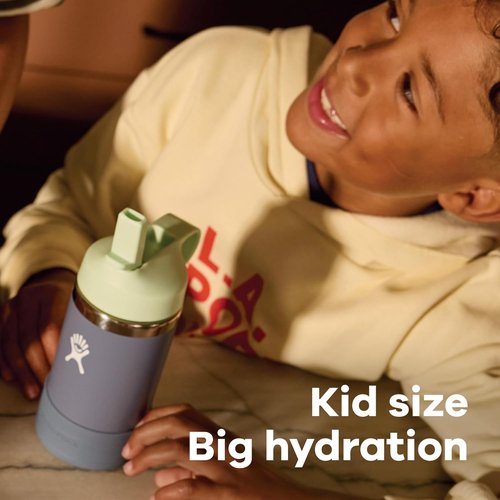 Hydro Flask Kids Water Bottle - Insulated Stainless Steel with Straw Cap | 12 Oz Anemone Purple