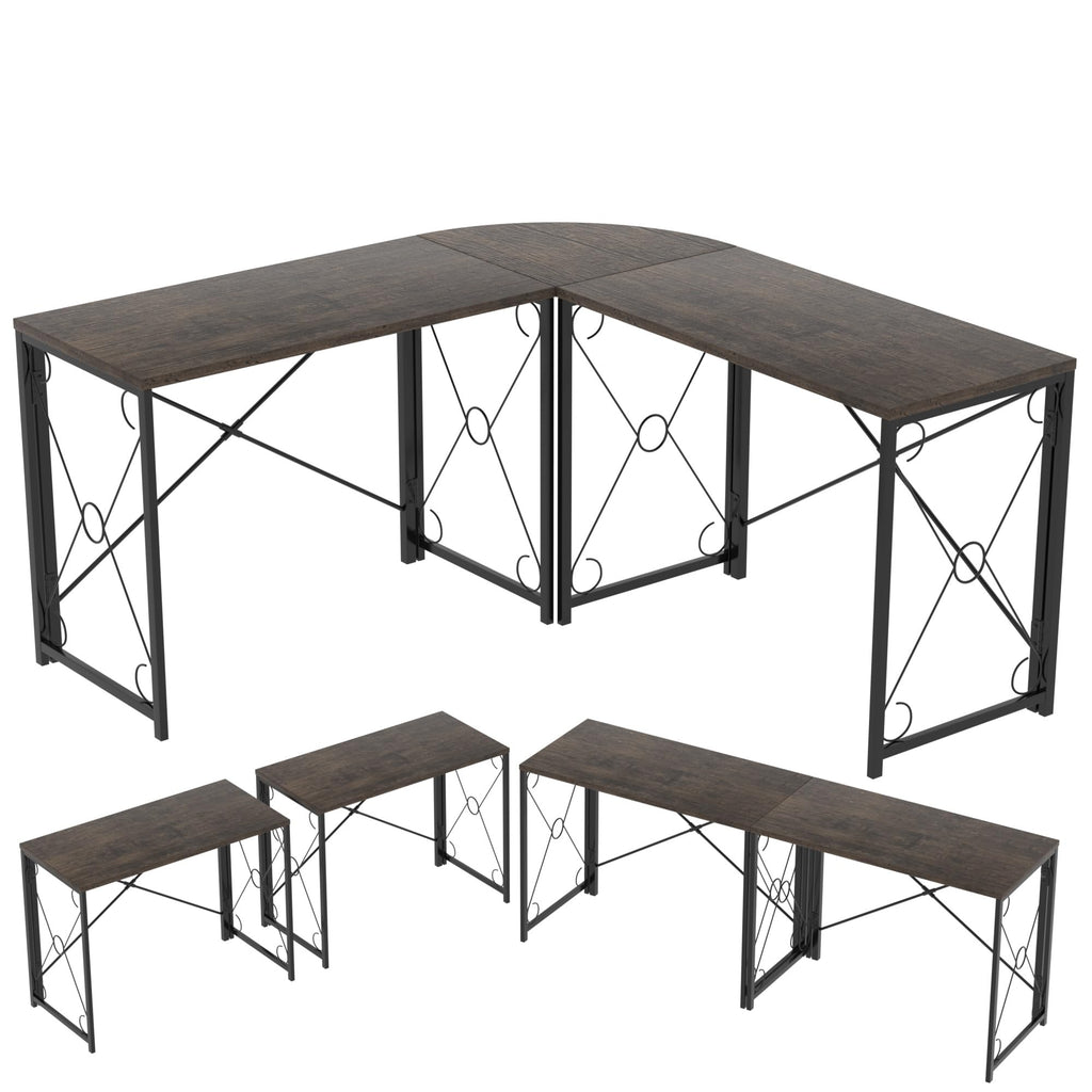 VECELO 59" L Shaped Computer Desk, Corner Computer Desk, Sturdy Home Office Computer Table for Small Space, Writing Desk, Larger Gaming Desk Workstation,Oak Gray