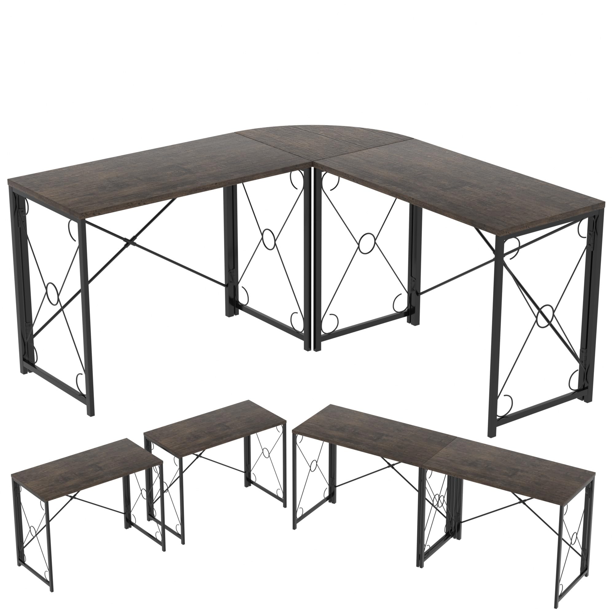 VECELO 59" L Shaped Computer Desk, Corner Computer Desk, Sturdy Home Office Computer Table for Small Space, Writing Desk, Larger Gaming Desk Workstation,Oak Gray