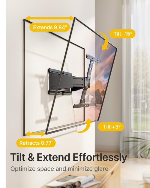monTEK 0.77" Ultra Slim TV Wall Mount for 37-75 Inch TVs, Thin Low Profile Full Motion TV Wall Mount with Articulating Dual Arms, 4X Weight Tested, Max VESA 400x400mm, Fits 16/18" Studs