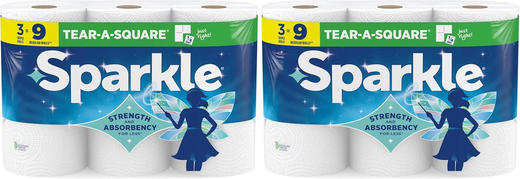 Sparkle Paper Towels - Pick-A-Size, 3 Triple Rolls, Convenient Pack of 2 for Easy Cleaning