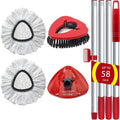 SuperAbound 2 Pack Spin Mop Replace Heads for Cedar EasyWring 1 Tank, 30”-58" Mop Handle, Mop Base and Scrub Brush Combo Set Replacement, Microfiber Mop Refills