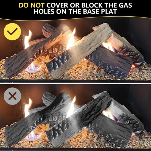 MrGas Log Ceramic Logs for Gas Fireplace, 10 Pack Vented Faux Logs for Outdoor Indoor Fire Pit, Decorative Gas Inserts, Realistic Heat-Resistant Wood Gas Logs