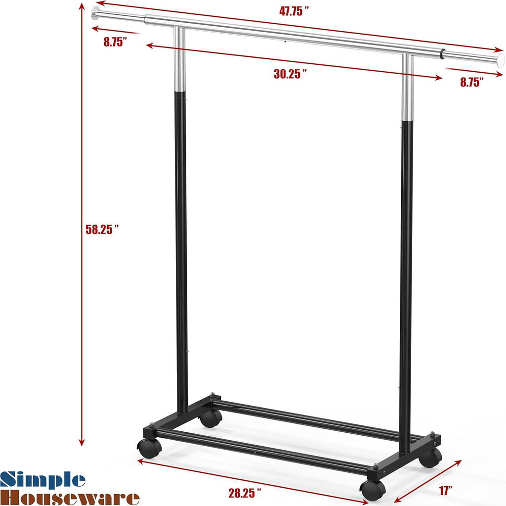 Simple Houseware Garment Rack - Standard Rod Design in Sleek Black Finish