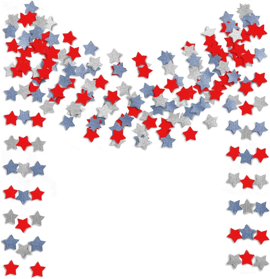 Regine Switzerland 6-Pack Patriotic Star Streamers Garland - Red, White & Blue Bunting for 4th of July Celebrations | 50 Feet