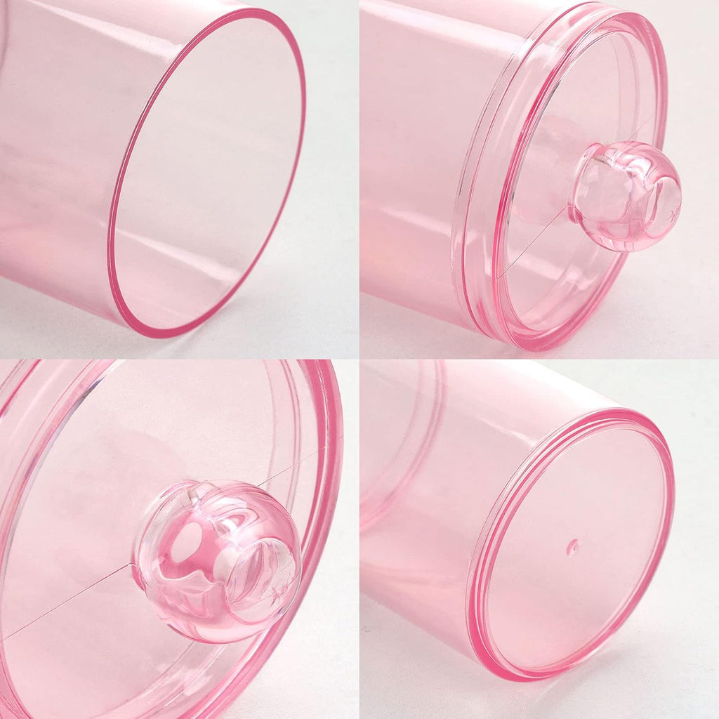 Tbestmax Apothecary Jar - 10 OZ Q-Tips Holder for Bathroom | Pink Cotton Ball & Swab Organizer