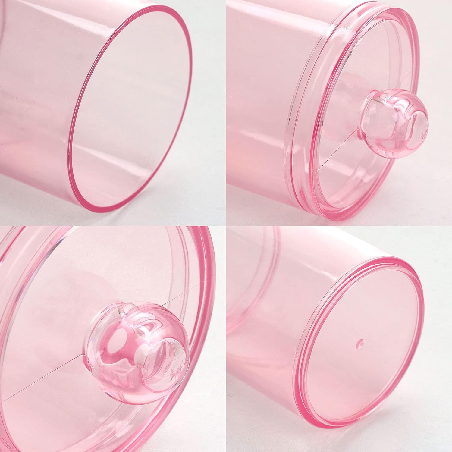 Tbestmax Apothecary Jar - 10 OZ Q-Tips Holder for Bathroom | Pink Cotton Ball & Swab Organizer