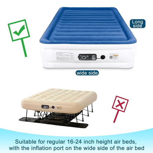 Queen Air Bed Mattress Pad with 15-24 Inch Deep Pockets - Waterproof Protector for Warm Sleep & Cold Air Insulation,Perfect for Camping, Guest Bed, Pets & Overnight Visitors-White