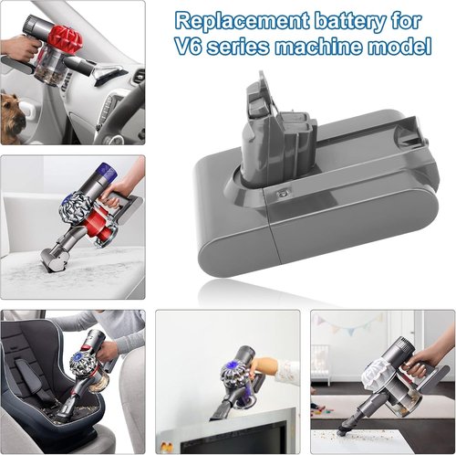Upgraded 6000mAh 21.6V V6 Replacement Battery 6.0Ah Compatible with SV03 SV04 SV05 SV06 SV07 SV09 VTC4 DC58 DC59 DC61 DC62 DC72 DC74 Animal Absolute Motorhead Handheld Vacuum Power Tools (V6 sliver)