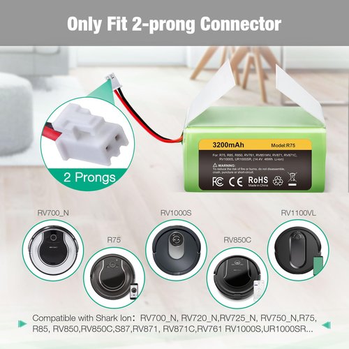 FirstPower 3.2Ah RVBAT850 Battery - Replace for Shark Vacuum Battery Replacement, Shark Ion Robot R75, RV761, RV850C, RV1000S, RV1100VL, RV101AE, UR1000SR, RV700_N, RV720_N Vacuum Cleaners