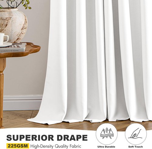 MIULEE Thermal Insulated White Curtains - 90-Inch Room Darkening Drapes | 2 Panels, Grommet Top