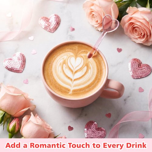16 Pcs Valentines Day Glass Drink Stirrers, Heart Swizzle Sticks Valentines Stir Sticks for Cocktail Coffee Whiskey, Reusable Stirrers for Home Bar Restaurant Party Supplies