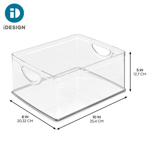 iDesign Pantry Storage Bins with Handles for Cabinets or Fridge - Set of 4 - Clear - Made in USA