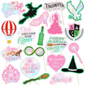 xo, Fetti Pink + Green Witch Photo Props - 24 Count | Bachelorette Backdrop, Kids Birthday Party Photo Booth, Movie Night Background Decorations