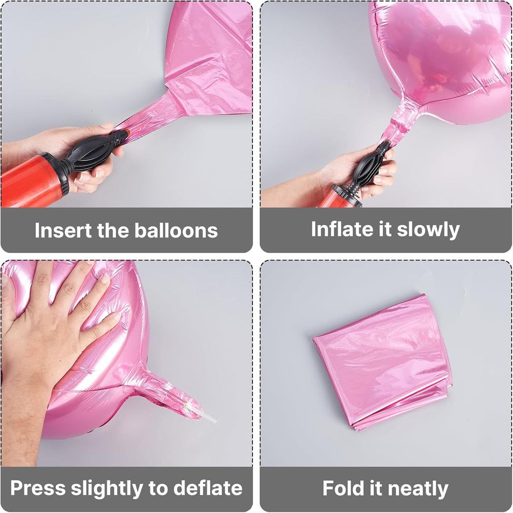 PartyWoo Pearl Pink Foil Balloons - 22 Inch Jumbo Round Mylar Balloons for Baby Showers & Birthdays