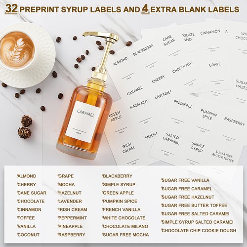 ALPIRIRAL Coffee Syrup Dispenser, Glass Syrup Pump Dispenser for Coffee Bar Accessories, Maple Syrup Bottles with Tray, 16.9 fl oz Simple Syrup Bottles with 1/4oz Large Capacity Gold Pump