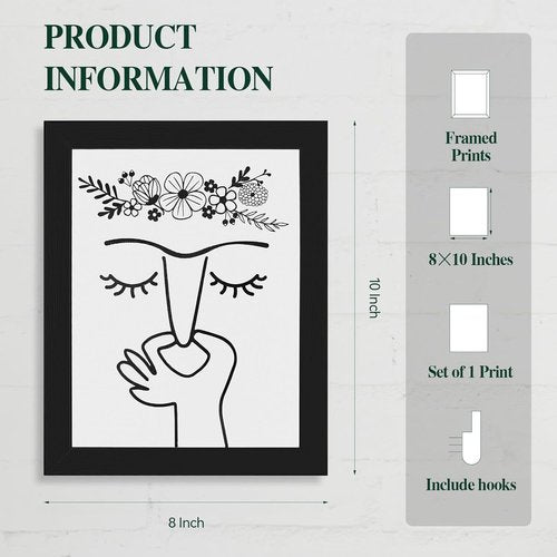 Bakbrand Bathroom Wall Art - Black and White Framed Canvas Print | Minimalist Humorous Decor (8" x 10")