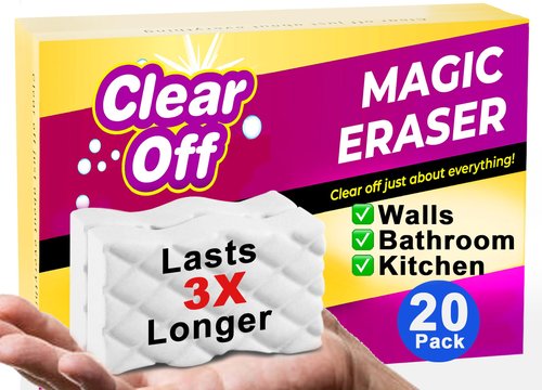 20 Pack Upgraded Magic Sponge Eraser Extra Large Super Powerful - Melamine Sponge for All-Purpose Cleaning, Oven Cleaner, Wall Cleaner, Dish, Kitchen, Baseboards, Sink, Sneaker, Car, Bathroom