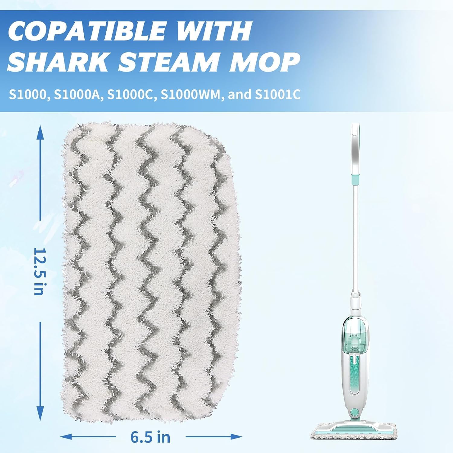 Shark 6 Pack Steam Mop Replacement Pads - Durable Microfiber, Washable for Pet Owners & Families