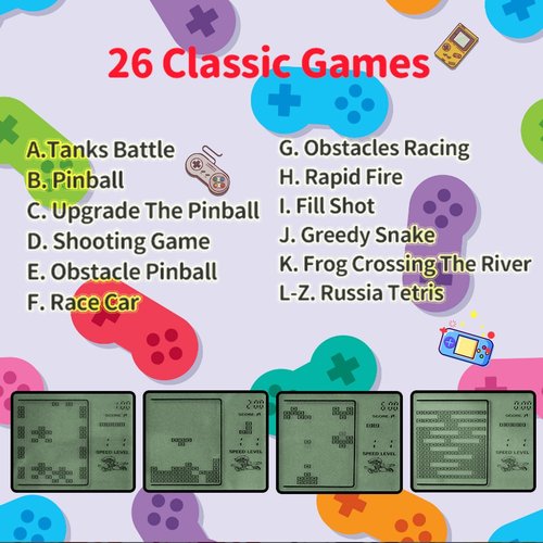Sinikoro 24Pcs Video Game Party Favors for Kids, Arcade Video Game Birthday Supplies Mini Gaming Console Keychain Classroom Prizes for Boys and Girls