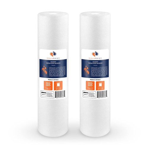 Aquaboon 1 Micron 20 x 4.5 Sediment Water Filter Replacement Cartridge | Whole House Sediment Filtration | Compatible with AP810-2, SDC-45-2005, FPMB5-20, P5-20, FP25B, 155358-43, 2 Pack