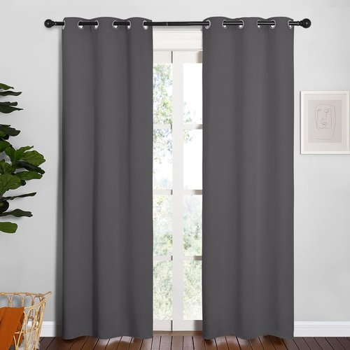 NICETOWN Blackout Drapery Panels - Thermal Insulated Microfiber Curtains | 34 x 84 Inches, Gray (Two Panels)