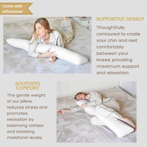 Body Pillow for Side Sleeper, 9x48 Inches Full Body Pillow with Cover, Made with Soft Material and Filled with Polyester for Adults, Adjustable Inner Core, (Pillow with White Cover)