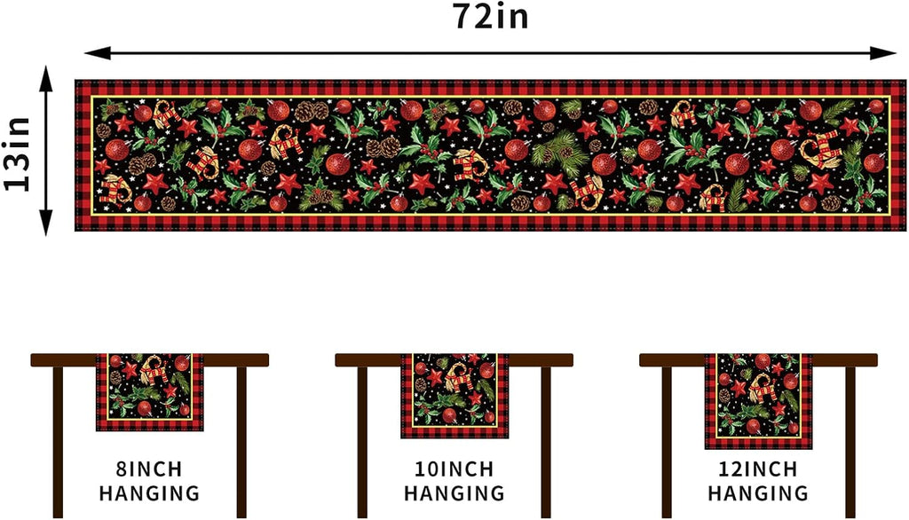 Yule Table Runner by Scandinavian Designs - Festive Pagan Christmas Decor | 13x72'' Mistletoe Design