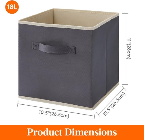 Lifewit Storage Cubes - Foldable Decorative Fabric Baskets for Home Organization | 11-Inch Gray, 12-Pack