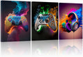 SEHSUVC Gaming Room Canvas Wall Art - Set of 3 Framed Game Posters for Boys' Bedrooms | 12x16 In