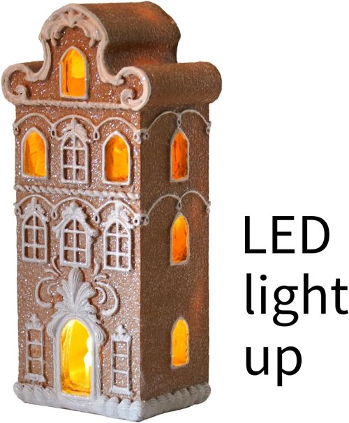 Cynkeyee Gingerbread House | Indoor Christmas Decorations - Resin Village Decor Gift for Women, 2.5x2x5.5 Inch