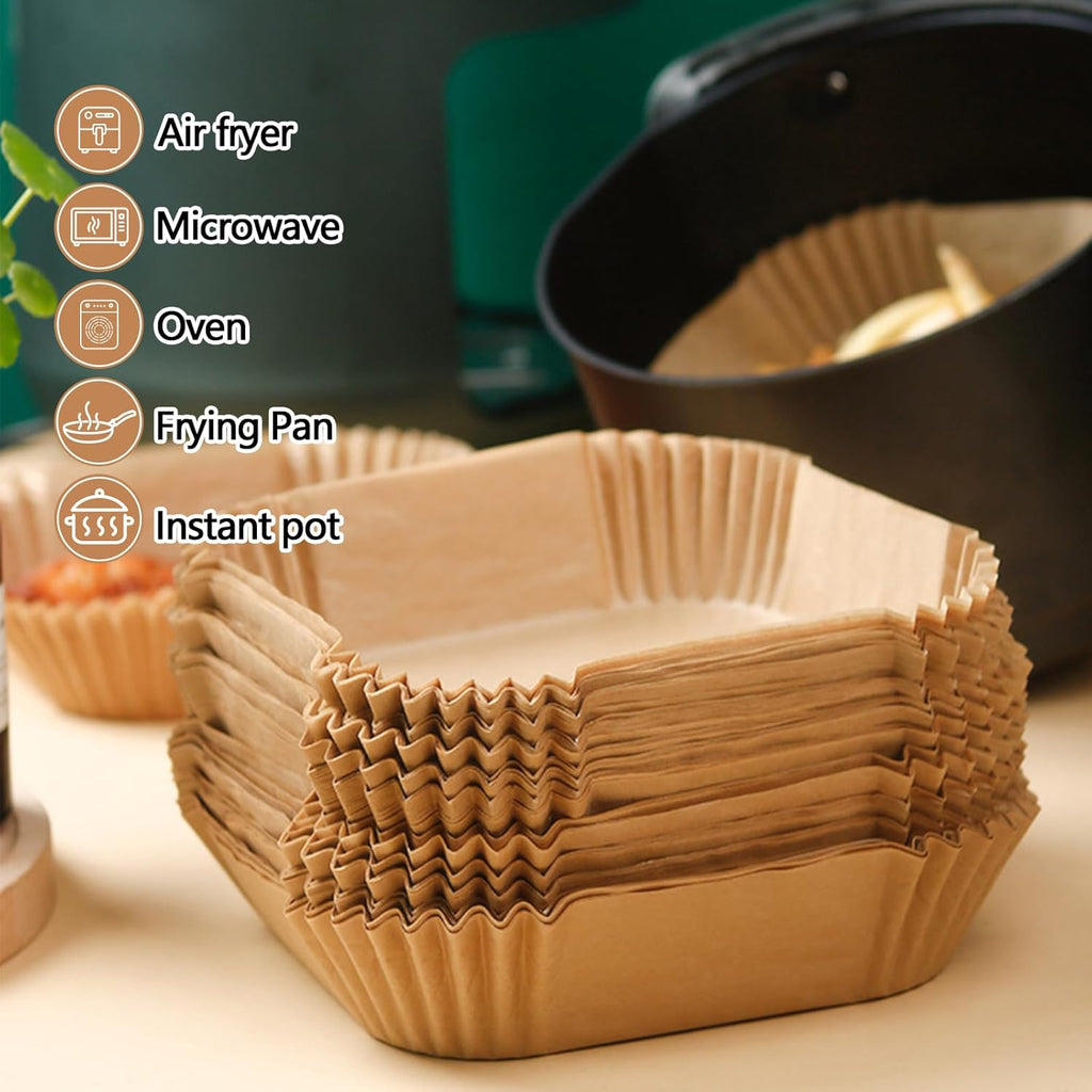 Skiennix 9-Inch Air Fryer Liners - 125PCS Non-Stick, Oil-Proof & High-Temperature Resistant Baking Paper