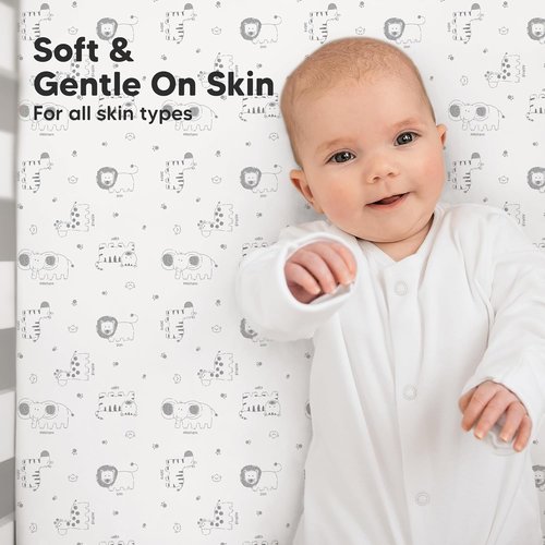 KeaBabies Organic Crib Sheets - 2-Pack Fitted Jersey Cotton for Boys & Girls | Soft, Breathable, Cute Prints - 52x28