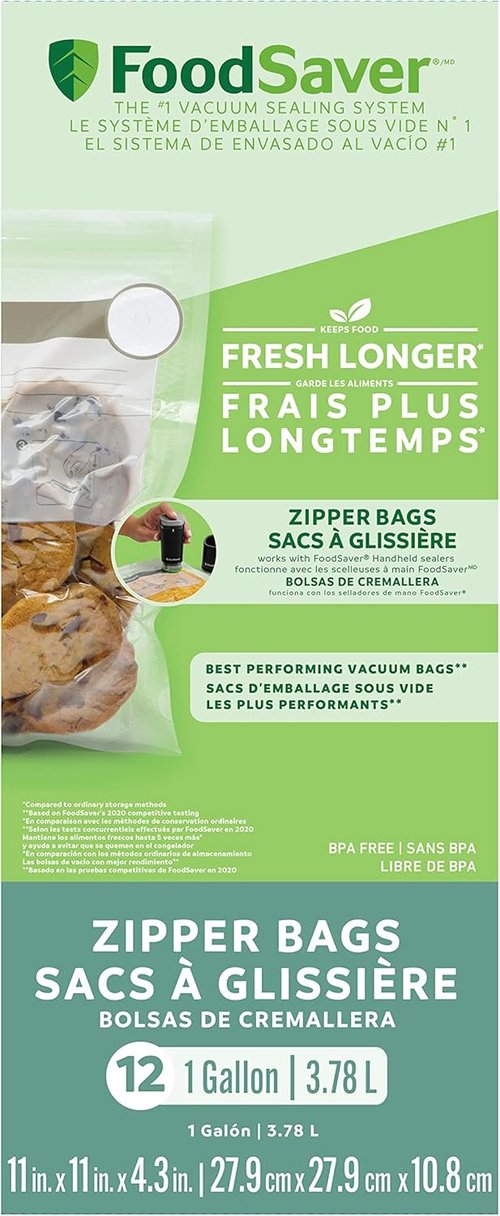 FoodSaver Vacuum Zipper Bags - 1-Gallon Size for Freshness and Convenience