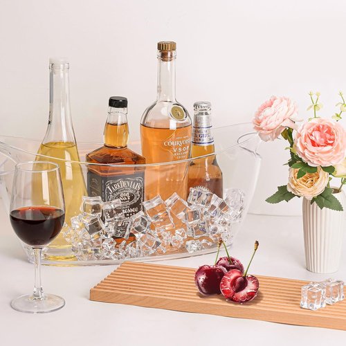 2-Pack Clear Ice Bucket Set – Beverage Tub & Champagne Bucket,Perfect for Mimosa Bar Supplies,Ice Buckets for Parties,and Events