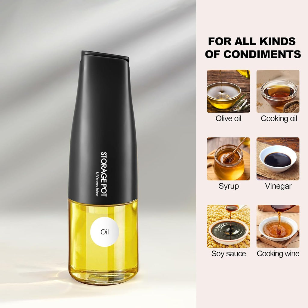 YARRAMATE Olive Oil Dispenser - Large Capacity 500ml Glass Bottle | Leak-Proof & Non-Drip Design (Black)