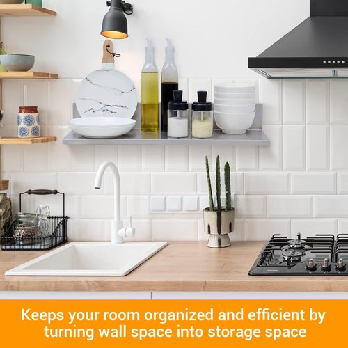SWOTCATER Stainless Steel Wall Shelf 8.6"x30" 60LB, 2 Packs L-Shaped Commercial Wall Mount Floating Shelving for Kitchen, Restaurant, Home