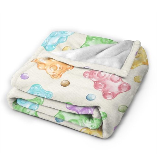 Gummy Bear Throw Blanket, 320GSM Flannel Blankets for Women Girls Kids Boys Men, Gummy Bears Blanket Super Soft Cozy for Bed Sofa Couch Gifts (Bears, 50"x40")
