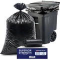 Plasticplace 64-65 Gallon Black Trash Bags, Heavy Duty Toter Can Liners, Tear & Leak-Proof, Industrial Strength, 25 Count, Large Garbage Bags for Kitchen & Commercial Use 1.2 Mil, 50" x 60"