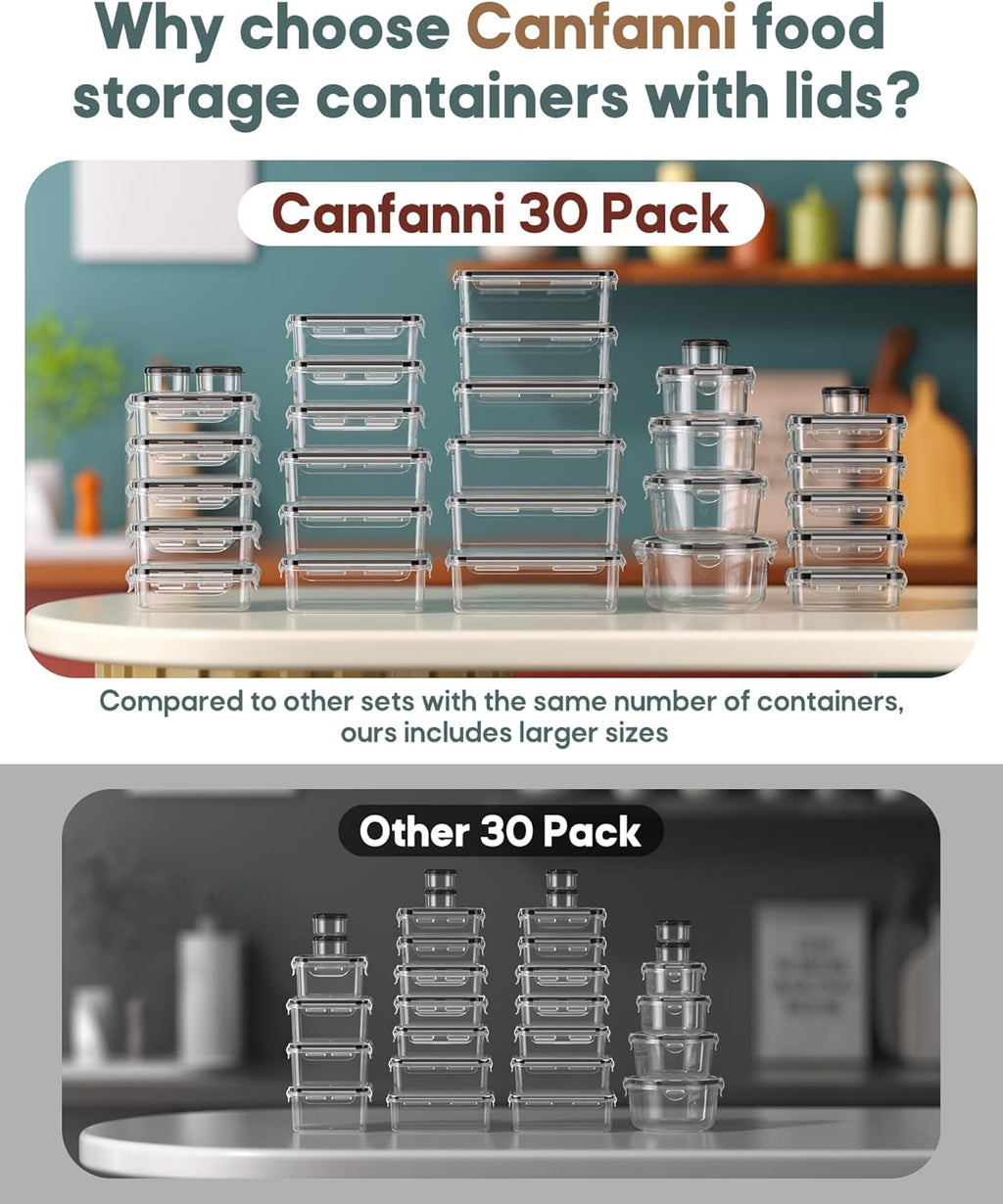 Skiennix 60 PCS Food Storage Containers Set - Airtight & Leak Proof, BPA-Free, Microwave Safe, Extra Labels Included