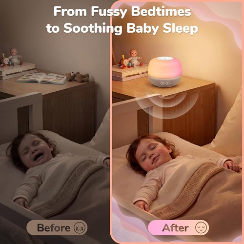 Mom's Choice Awards Sound Machine - White Noise with Sunrise Alarm & App Control | 360° RGB Night Light for Adults & Kids