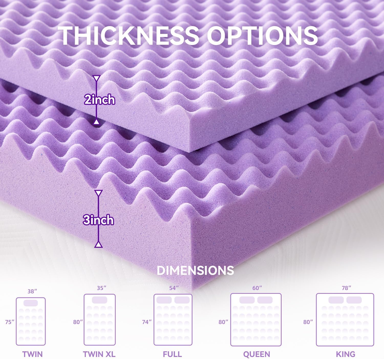 SINWEEK 2-Inch Egg Crate Memory Foam Mattress Topper - Twin Size, Soft Bed Pad for Back Pain Relief, CertiPUR-US Certified