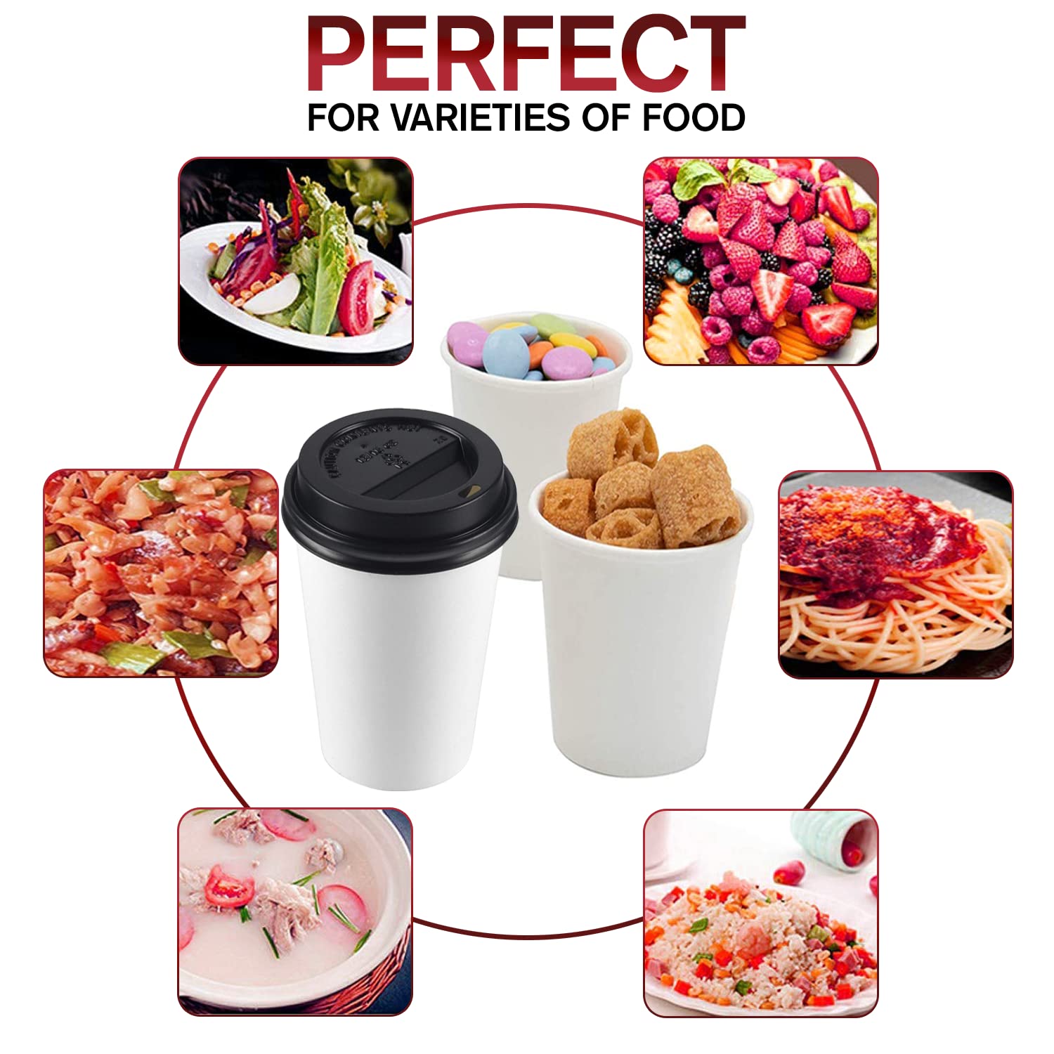 Smygoods White Disposable Paper Coffee Cups with Lids (12 OZ, 100 Count) For Hot Beverages, Tea, Espresso, Cocoa - To Go Drink Containers, Café & Office