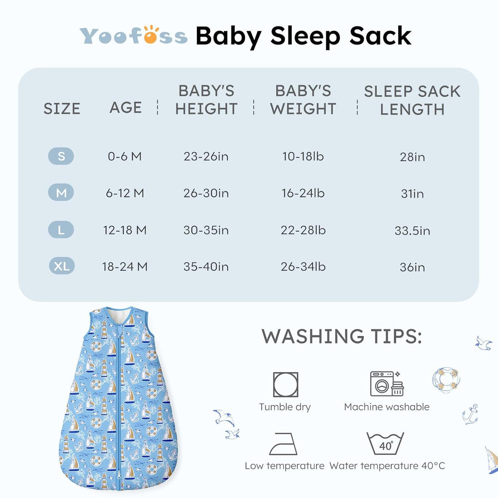 Yoofoss Baby Sleep Sack | 1.5 Tog Wearable Blanket for Infants 0-6 Months | 100% Organic Cotton, Warm & Comfy