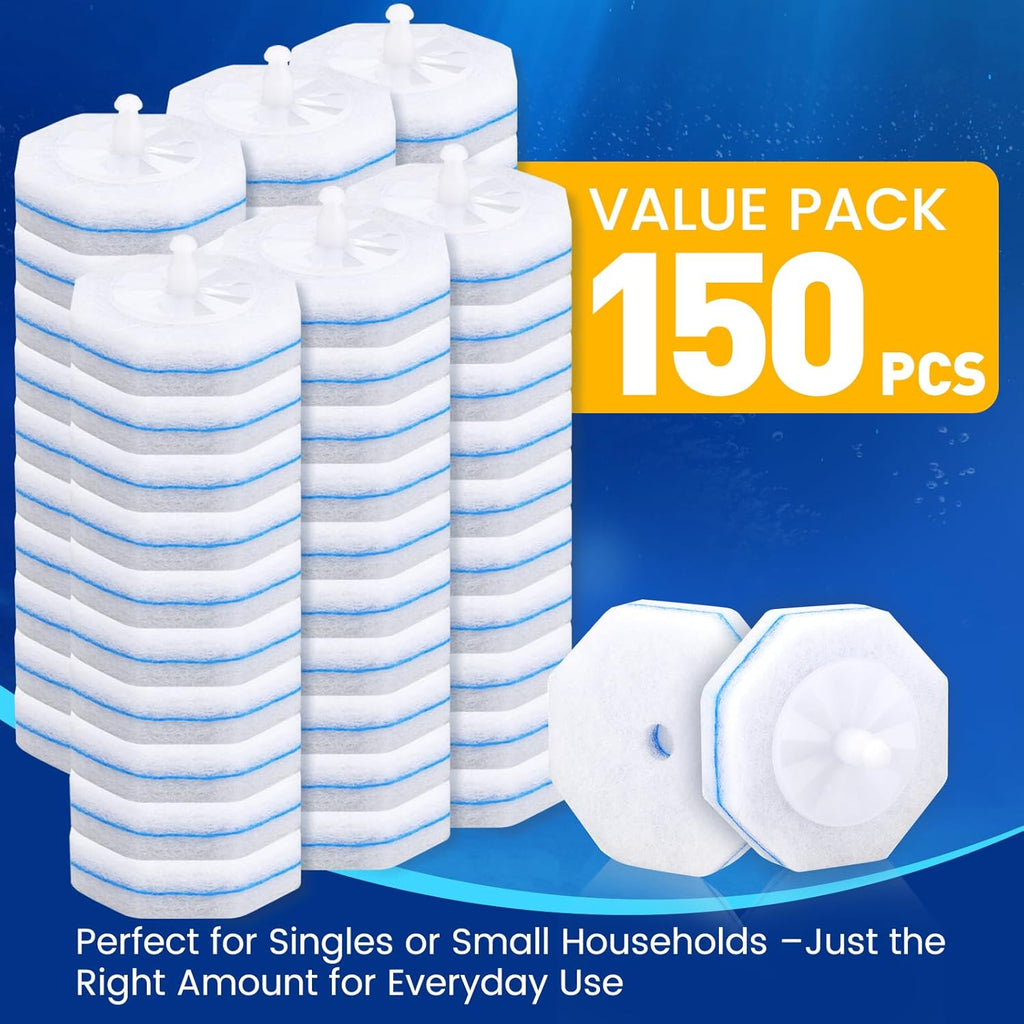 Regine Switzerland Toilet Brush Refills - Disposable Hygienic Scrubber Pads, 150 Count