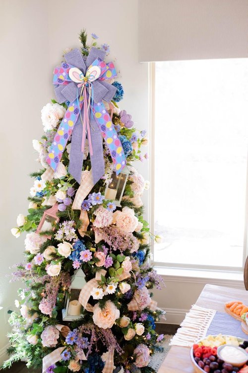 BUVANE Easter Wreath Bow - Large Burlap Bunny Decor for Indoor/Outdoor Holiday Display (Purple)