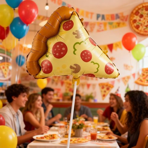10 PCS Pizza Balloons Set, 23 inch Pizza Party Decoration for Birthday, Foil Mylar Food Celebration Party Balloon Supplies for Pizza Favors