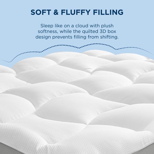Bedsure Mattress Topper Queen - Pillow Top Queen Mattress Protector with 8-21 Inches Deep Pocket, 800 GSM Extra Thick Waterproof Bed Pad Fitted, Soft Cover Bed for Home, Bedroom, Hotel - White