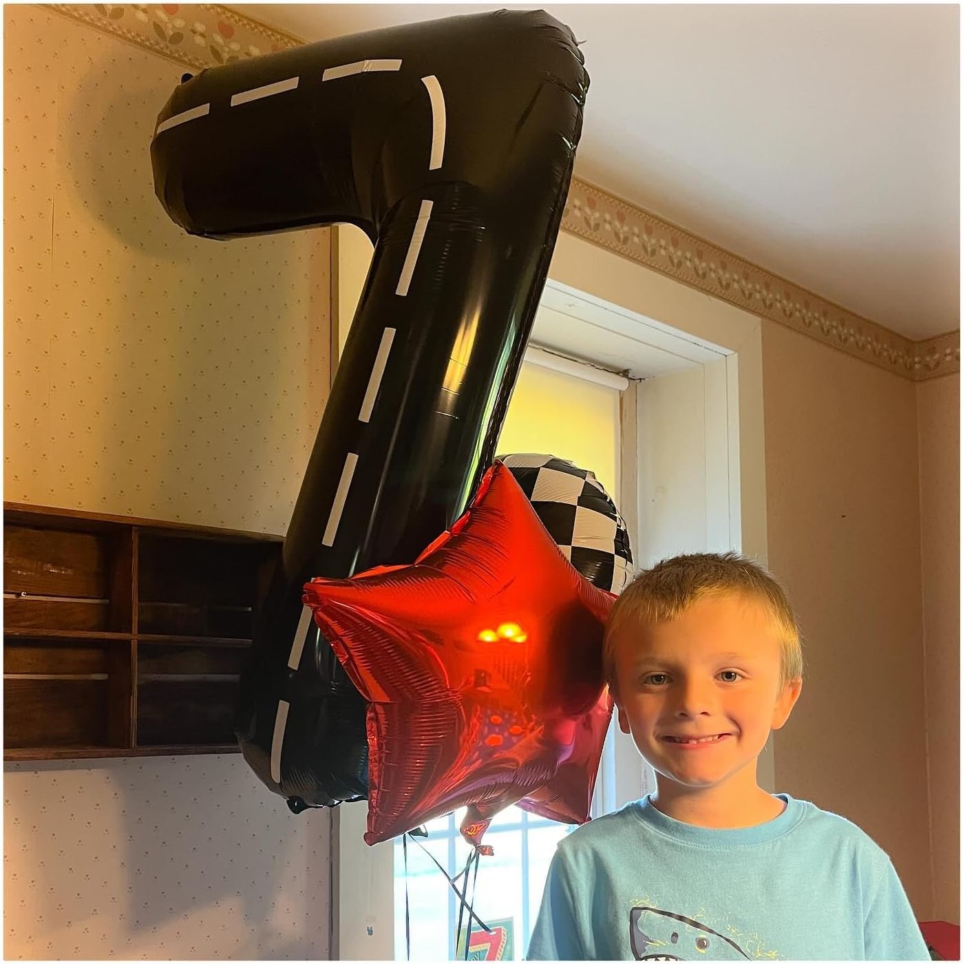 Race Car 6 Balloon - 40 Inch Black Number Balloon for 6th Birthday Party Decorations