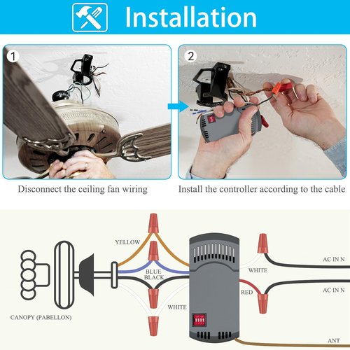 Ceiling Fan Remote Control Kit with Up Down Light, Replacement for Hampton Bay Harbor Breeze Hunter Westinghouse, 3-Speed Remote Replace UC7078T UC7080T CHQ7078T L3H2010FANHD Fan-HD6 FAN-28R